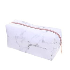 ‎Lurrose Lurrose marmora kosmētikas soma PU ādas kvadrātveida kosmētikas soma, pārnēsājama rāvējslēdzēja zīmuļa glabāšanas futrālis sievietēm (rožu zelts)