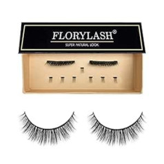 Florylash ® Super Natural Look Magnetic Eyelashes 3 Magnets Natural Magnetic viltus skropstas bez acu zīmuļa 3D apjoma komplekts atkārtoti lietojams (S izmērs, 25 mm plats)