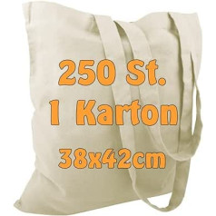 Cottonbagjoe Baumwolltaschen | 38x42 cm | unbedruckt | mit zwei langen Henkeln | bemalbar | Öktex 100 zertifiziert | Jutebeutel | Stofftaschen