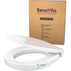 BenaVita Toilet Booster Seat 5 cm Made of Duroplast - Raised Toilet Seat for Comfortable Sitting Including Soft-Close Mechanism - Maximum Load 175 kg