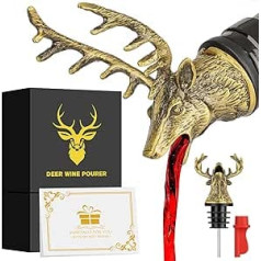 LKKCHER Deer Head 2-in-1 Wine Bottle Pourer and Stopper with Gift Box Men Women Hunting Gifts for Hunters Liquor Bottle Pourer for Alcohol Spirits Deer Wine Gifts Saver