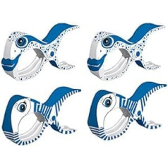 tuuli Aksesuāri Lieli klipši Pludmales saspraudes pludmales dvieļu drēbēm Knaģīši Pludmales zviļņi jahtu ratiņu piederumi (2 x zils + 2 x zivis)