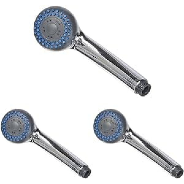 RIDDER Lima Shower Head, Hand Shower, Chrome-Coloured, ABS, Anti-Limescale Nubs, Rustproof, KTW Certified, 3 Jet Types, 21 x 7 x 5.35 cm (Pack of 3)