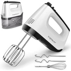 Aigostar Hand Mixer with Storage Case, 5 Stainless Steel Accessories, 400W, Turbocharger, Dishwasher Safe, 6 Speed, Eject Button