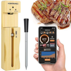 Homtronics bezvadu gaļas termometrs, Bluetooth grila termometrs 150 m diapazonam, IP67 uzlādējams viedais gaļas termometrs, ar lietotni cepeškrāsnim, grilam, pannai, frītei, trauku mazgājamajā mašīnā