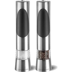 Cole & Mason H90180P Electronic Precision Richmond Brushed Steel Salt and Pepper Mill Gift Set, Silver