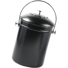 Cabilock virtuves komposta tvertnes darba virsma: nerūsējošā tērauda komposta tvertnes metāla tvertne ar vāka rokturi aktivētās ogles filtru, melns