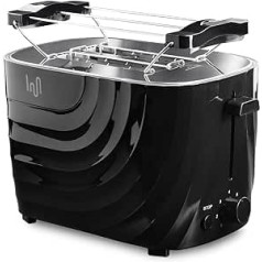 Impolio Toaster Classic 700W - Elegant Design, 7 Browning Levels, with Crumb Compartment and Bun Attachment, Toaster Black, Toaster 2 Slices, Toast