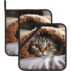 2 Pack Cat Pot Holder Heat Resistant Waterproof Cooking Baking BBQ Grill Pot Holder