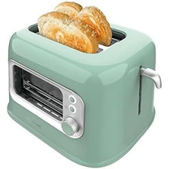 Cecotec RetroVision Green Vertical Toaster 700W Power, 2 Extra Wide Slots, Unique Display Design, Toast Control, Retro Design, Dust Cover