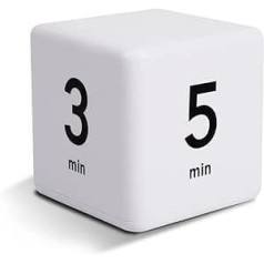 Cube Timer Digital Kitchen Timer Study Timer with LED Light Alarm, Gravity Sensor Flip Timer for Time Management, Countdown Setting (White 1/3/5/10)