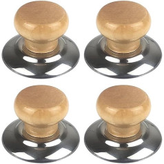 Amusingtao Pot lid knob, 4 pieces, knobs for pot lids, scalding protection made of wood, round lid knobs, cookware handles for frying pans, pans, kettles