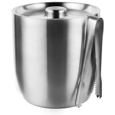 Tiken 3L Stainless Steel Ice Bucket with Lid and Tongs, Double-Walled Vacuum Insulated Ice Bucket, Ice Bucket for Sparkling Wine, Cocktail Bar, Parties & Outdoor Use