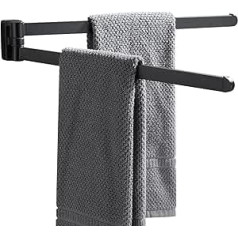 BGL Black Stainless Steel Wall Mounted Towel Rail with 2 Swivel Bars