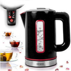 Duronic EK30 BK Electric Kettle with 3000 W Temperature Adjustable 40° 60° 80° 100° 1.5 L with Limescale Filter Visible Water Level Warming Function Quick Heating