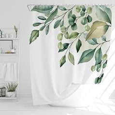 JJ PRIME - Shower Curtain 180 x 180 cm | Shower Curtain Anti Mould | Shower Curtain | Bath Curtain | Long Shower Curtain - Shower Curtain for Bath (Leaves)