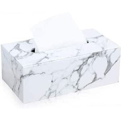 POFET Rectangular Leather Household Office Rectangular Tissue Paper Holder Box Cover Case Napkin Holder - Elegant and Stylish Decoration Made of White Marble