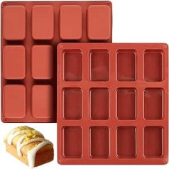 Mini-Kastenform, 2 Stück, 12 Mulden, antihaftbeschichtet, Mini-Brottform, Brotbackform, Silikon-Kastenform für Mini-Brot, Brownie, Maisbrot, Käsekuchen, Mini-Kasten-Kuchen