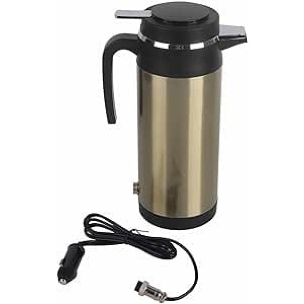 1000 ml 12 V/24 V Stainless Steel Electric Kettle Travel Thermos Bottle Heating Water Bottle for Car Long Distance Travel (24 V)