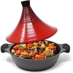 Joejis Marokas Tagine ar vāku, nepiedegošu alumīnija indukcijas katls 28 cm