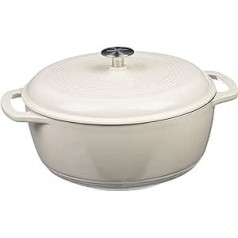 Amazon Basics Round Enamelled Cast Iron Dutch Oven with Lid 4.1 Litre White