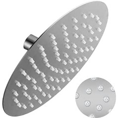 EnYatan Shower Head, Rain Shower, 8 Inches, 304 Stainless Steel Rain Shower Head, Adjustable Shower Head with 3 Ultra Small 0.4 mm Outlet Holes, Anti-Limescale Shower Head, Round Rain Shower (Brushed