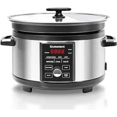 Eamoment 5L Programmable Slow Cooker with Timer, 4-in-1 Electric Multicooker, Slow Cook High/Slow Cook Low/White Rice/Steam/Saute/Warm/Delay, and Other Practical Functions