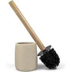 Nadi Collection Toilet Brush Forest Resin and Wood Bamboo Brush Black Removable Diameter 10.5 cm x 36 cm High (Beige)