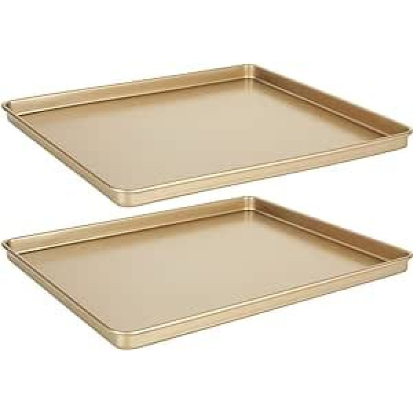 YAYODS Baking Tray Set, Professional Non-Stick Oven Trays, Durable Carbon Steel, Heat Resistant, Dishwasher Safe, Pancakes, Cookies (30.8 x 25.8 x 1.6 cm)