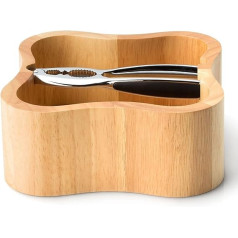 Continenta Square Nut Bowl Made of Acacia Wood With A Built-In High Quality Nutcracker 24.5x 24.5x 8cm, Acacia and Rubber Tree Gummibaum