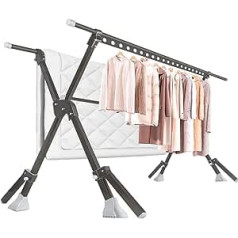 REAWOW Foldable and very stable clothes airer, foldable aluminium alloy clothes horse for indoor and outdoor use, clothes rack, extendable 1.30-2.30 m, easy storage, jacket stand, coat stand