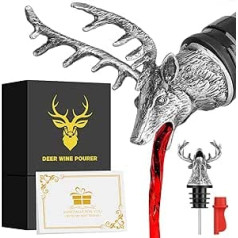 LKKCHER Deer Head 2-in-1 Wine Bottle Pourer and Stopper with Gift Box Men Women Hunting Gifts for Hunters Liquor Bottle Pourer for Alcohol Spirits Deer Wine Gifts Saver