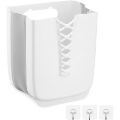 Navaris 30L Foldable Plastic Laundry Basket - Foldable Laundry Basket for Bathroom - Foldable Basket for Laundry - Wall Mounted Possible - Foldable Laundry Basket in White