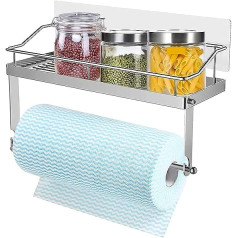 ZB ZealBoom Spice Rack Stainless Steel Kitchen Roll Holder No Drilling Wall Toilet Paper Holder Space Saving Kitchen Rack Kitchen Paper Holder Paper Roll Holder Bathroom Storage & Kitchen Aid