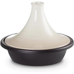 Le Creuset Cast Iron Tagine, Round, Diameter 31 cm, Suitable for All Types of Cookers, Induction and Oven, Meringue, 25138317160422