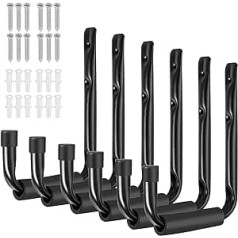 AUTOUTLET Wall Hooks Universal Hooks Ladder Hooks 6 Pieces Ladder Bicycle Garage Heavy Duty Storage Hooks Load Capacity 45 Pounds for Ladder, Equipment, Tools, Chair and Hose