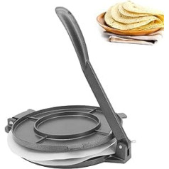 Beowanzk Tortilla Press, 8 Inch Cast Iron Tortilla Press, Pre-Seasoned Tortilla Maker with 100 Pieces Non-Stick Greaseproof Baking Paper, Tool for Making Tortillas, Chapati, Roti (Black)