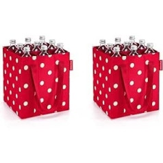 reisenthel Set of 2 Bottle Bags Bottle Carrier Shopping Bag (Mixed Dots Chilli Red), Mixed Dots Chilli Red