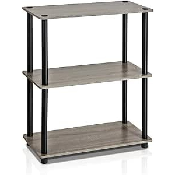 Furinno Turn-N-Tube 3-stufiges Mehrzweck-Regal, Bücherregal, Aufbewahrungsregal, mit Runde Rohre, Französische Eiche/Schwarz, 59.9 (Breite) x 74.9 (Höhe) x 29 (Tiefe) cm