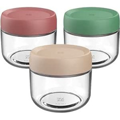 280 ml/250 ml/260 ml Round Storage Jars, ZoneYan Glass Jar Set with Lid, Storage Jars, Airtight, Storage Glass Container, Small Round, Spice Jars, Glass Spice Jars (3 x 280 ml)
