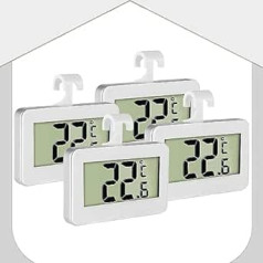 HOMGEN Digitales Kühlschrank-Thermometer, 4 Stück, Gefrierschrank-Thermometer ar Max/Min-Aufnahmefunktion, wasserdichtes Kühlschrank-Thermometer, UK-Kühlschrank-Gefrierschrank-Thermometer, perfekts