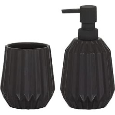 Sealskin Becher Arte, Natural Porcelain Toothbrush Mug, Colour: Black + Soap Dispenser Arte, Made of Natural Porcelain, Black