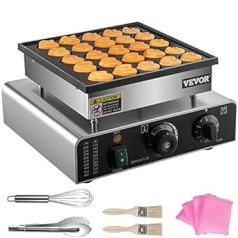 VEVOR Mini holandiešu pankūku cepējs, iepakojumā 25 holandiešu mini pankūku mašīna 850 W automātiskais Poffertjes grils 0-5 min vafeļu dzelzs, Poffertjes mašīnas vafele sirds formā maiznīcām, kafejnīcām