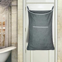 KINGSUSLAY Over Door Laundry Hamper, Laundry Bag for Hanging, Basket for Bathroom, Cabinet, Space-Saving Storage, Hanging Laundry Basket with 2 Pieces Stainless Steel Hooks and 2 Pieces Suction Hooks