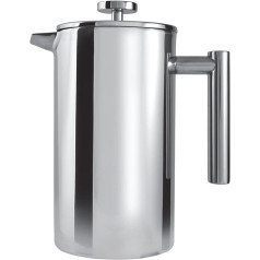 Café Olé Stainless Steel Coffee Maker 1 Litre | Double-Walled Insulation with Cool-Touch Handles | French Press with Stainless Steel Filter | Lockable Spout | Dishwasher Safe | High Gloss Polished