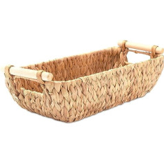 Decorasian Woven Water Hyacinth Bathroom Basket - Storage Basket for Toilet Paper or Towels - Long and Narrow for Bathroom Storage