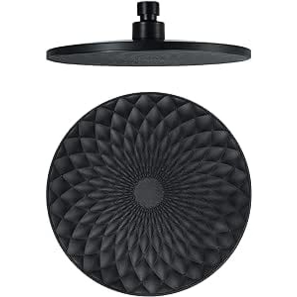 Shower Head Black Rain Shower Round 225 mm Rain Shower Head ABS Built-in Shower Heads with Anti-Limescale Nozzles, High Pressure Waterfall Rain Shower Head G1/2