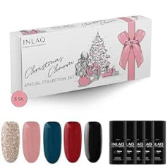 Inlaq ® Hema Free Christmas Charm UV nagu lakas īpašās kolekcijas komplekts - gēla nagu laka bez Hema - Shellac gēla lakas UV krāsas - 5 x 6 ml