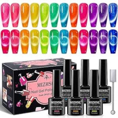 Mizhse Cat Eye gēla nagu lakas komplekts Glitter Neon Reflective 8 Colors Gel Nagu Lakas Set Disco Luminous Gel Nagu Lakas Komplekts Fluorescent Gel Polish UV Gel Nails DIY nagu mākslas salons