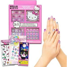 Hello Kitty nagu mākslas uzlīmju komplekts meitenēm - komplektā ar Hello Kitty Stick On Nails Plus tetovējumiem, uzlīmes, vairāk ballīšu piederumiem | Hello Kitty Press On Nails bērniem